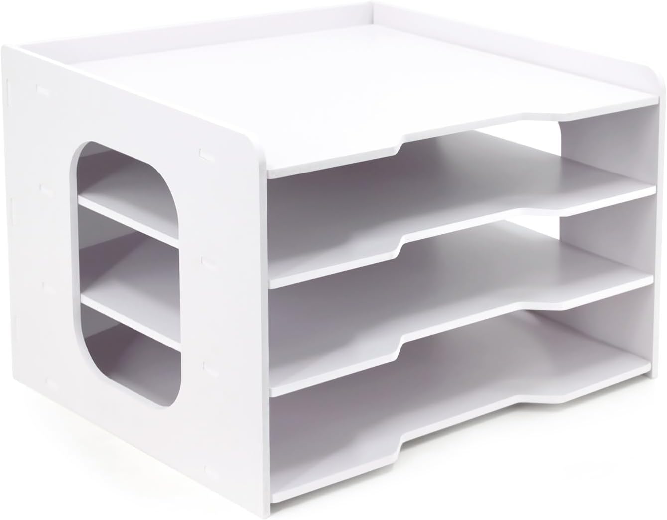 SONGWAY Scrapbook Paper Organizer 12x12-4 Tier File Organizer for Desk, 12x12 Stackable Scrapbook Paper Storage Trays, Desktop File Storage Cube for Home Office School