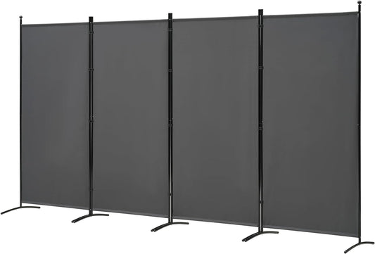 Spurgehom 4 Panel Room Divider Folding Privacy Screen, Freestanding Fabric Partition Portable Room Partition Wall Dividers for Home Office Room Restaurant, 136" W X 72" H (Grey)
