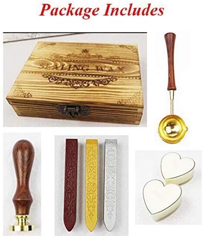 MNYR Dragon Wax Seal Stamp Melting Spoon Sealing Wax Stick Candle Wood Gift Box Set Invitation Holiday Christmas Card Gift Wrap Package Wax Seal Stamp Kit