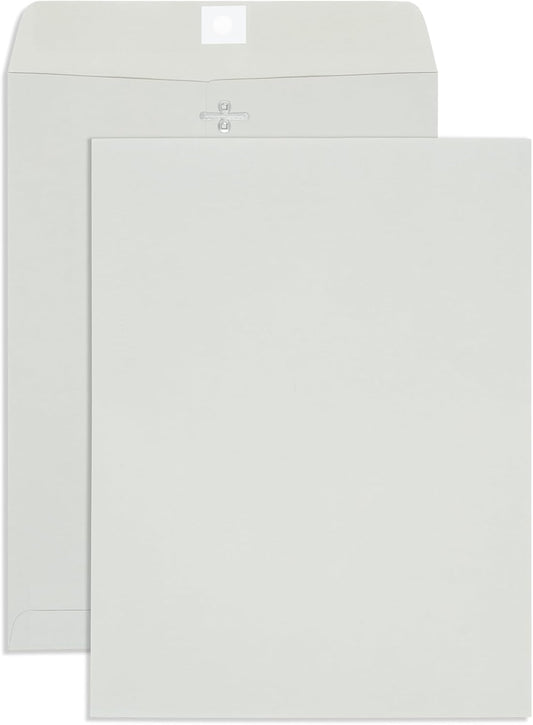 Blue Summit Clasp Envelopes, 9 x 12-Inch, Thick 28lb Gray Kraft Paper, Clasp with Gummed Seal, 100 Envelopes