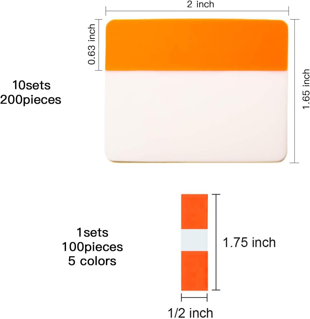 ELII 300 Pcs Tabs 2 Inch Sticky Index Tabs,Colorful Tabs for Notebooks,Writable and Transparent Book Tabs Page Tabs Colored Page Markers, Tabs for Books, Notebook Tabs, Tabs for Annotating Books