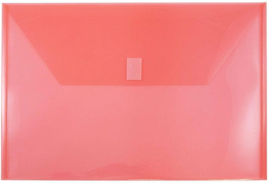 JAM PAPER Plastic Envelopes with Hook & Loop Closure - Legal Booklet - 9 3/4 x 14 1/2 - Red - 3/Pack