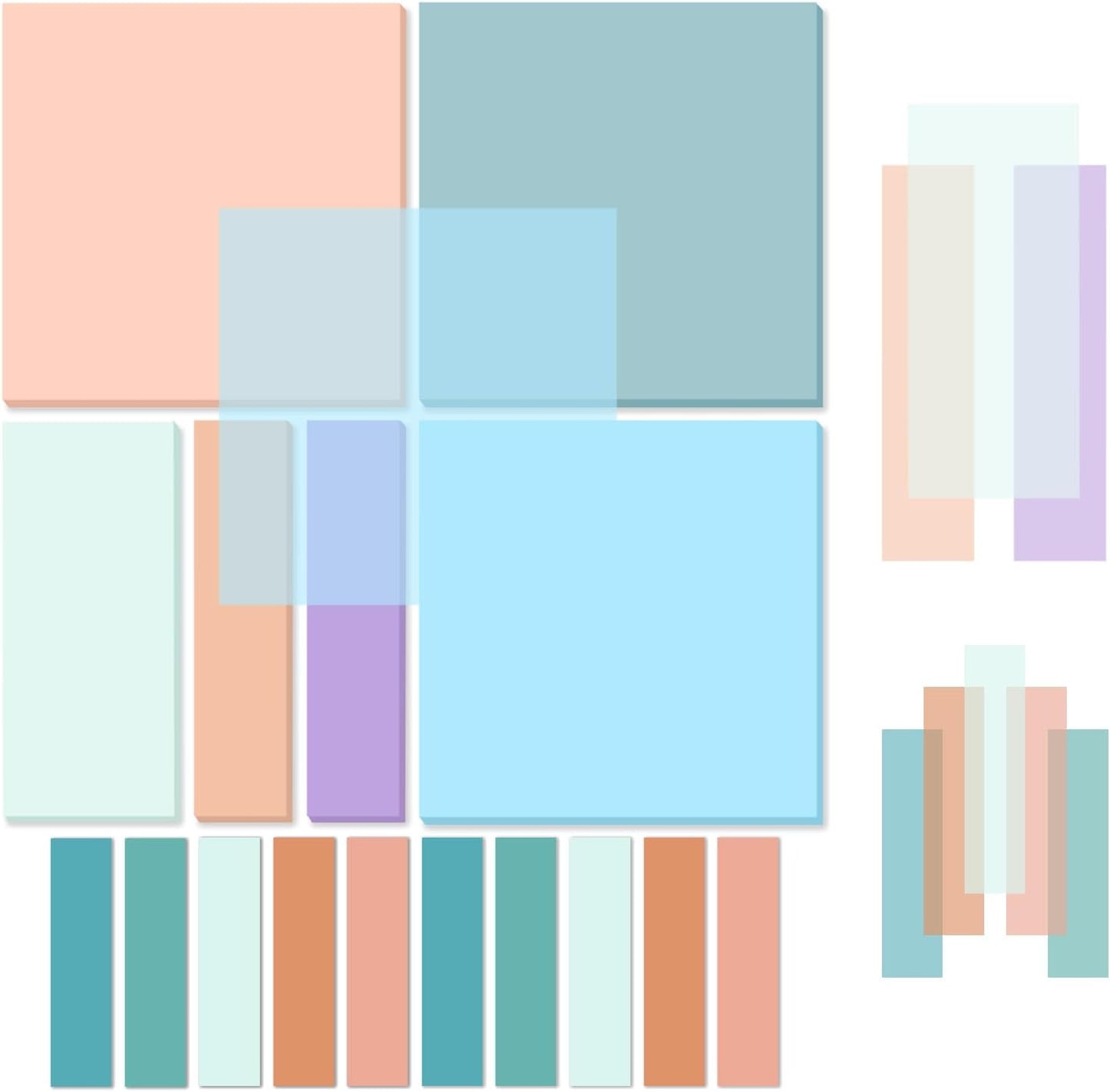 Temiary 500 Sheets Transparent Vintage Sticky Notes 3 x 3 inch, Clear Sticky Note Waterproof See Through Memo Pad, Translucent Writable Index Book Tabs for Annotating Supplies Office & School