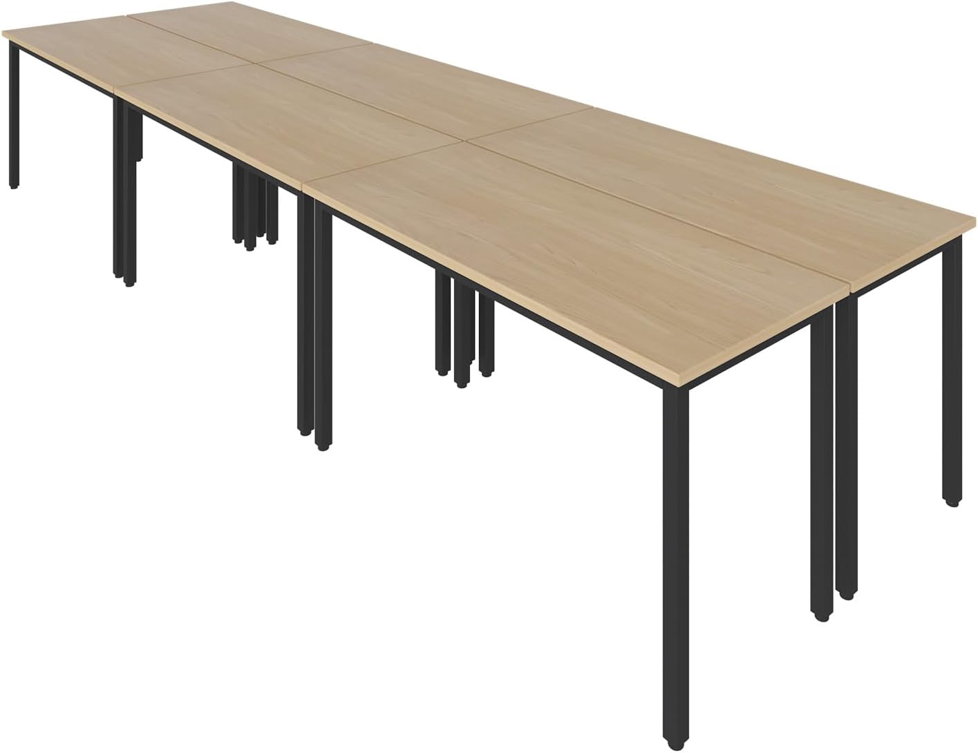 Bonzy Home Conference Tables 14ft Office Computer Desk for Meeting Room Study Writing Printer Table Office Computer Desk for 16 People Rustic Vintage Natural 6PCS (165.3"x47.2"x29.5")