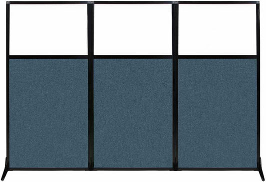 Versare Workstation Partition | Portable Wall Divider | Modern Office Cubicle | Free Standing Privacy Screen | Flexible Work Space | 99" x 70" W/Window, Caribbean Fabric Panels