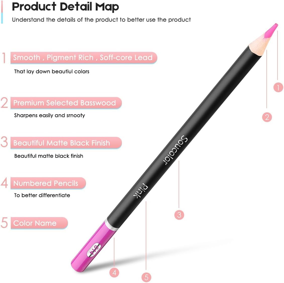 Soucolor 72-Colors Premium Artist Colored Pencils Set with Zippered Case for School Preppy Supplies, Drawing Kit Art Supplies for College Students