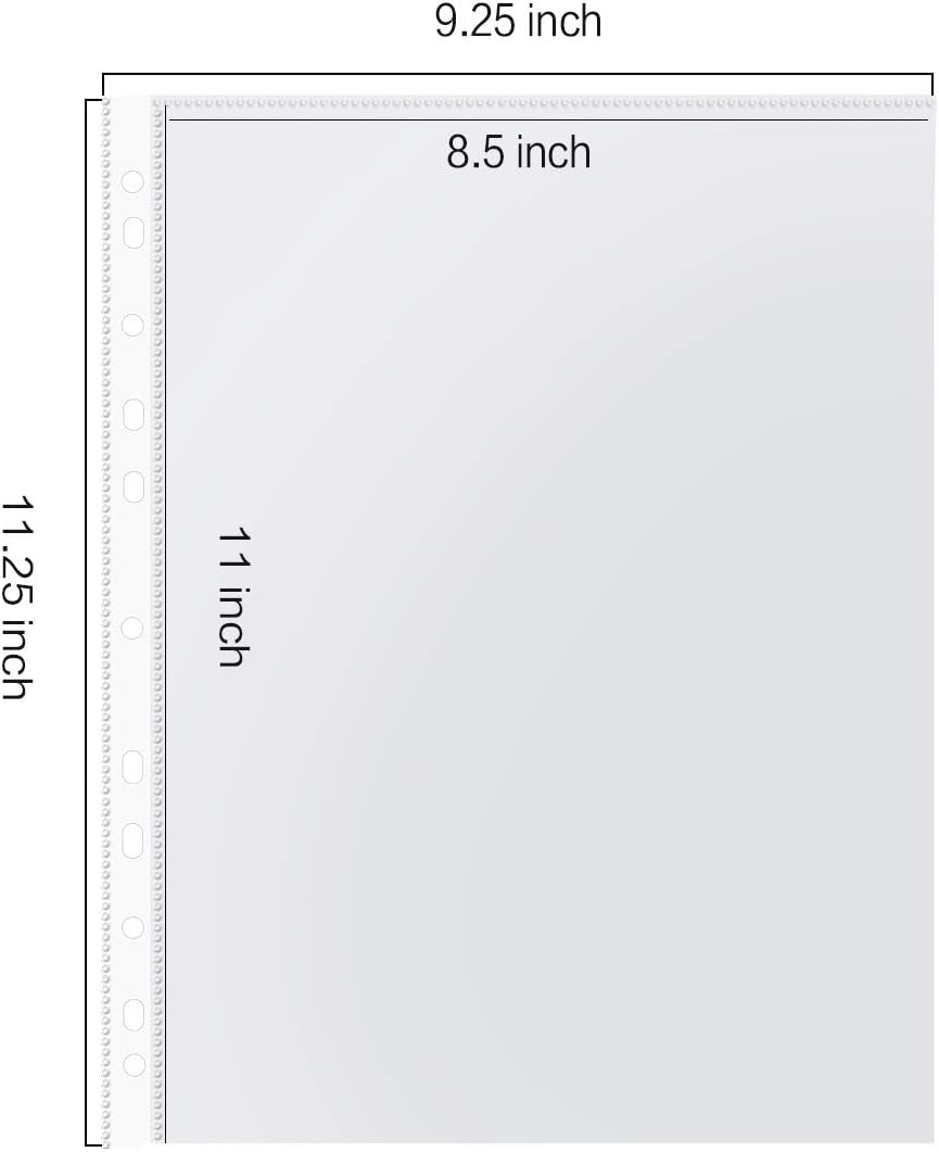 Sheet Protectors, PANDRI 600 Pack Clear Heavy Duty Plastic Page Protectors Sheet Reinforced 11-Hole Fit for 3 Ring Binder Fits Standard 8.5 x 11 Paper, 9.25 x 11.25 Top Loaded, Excluding Acid