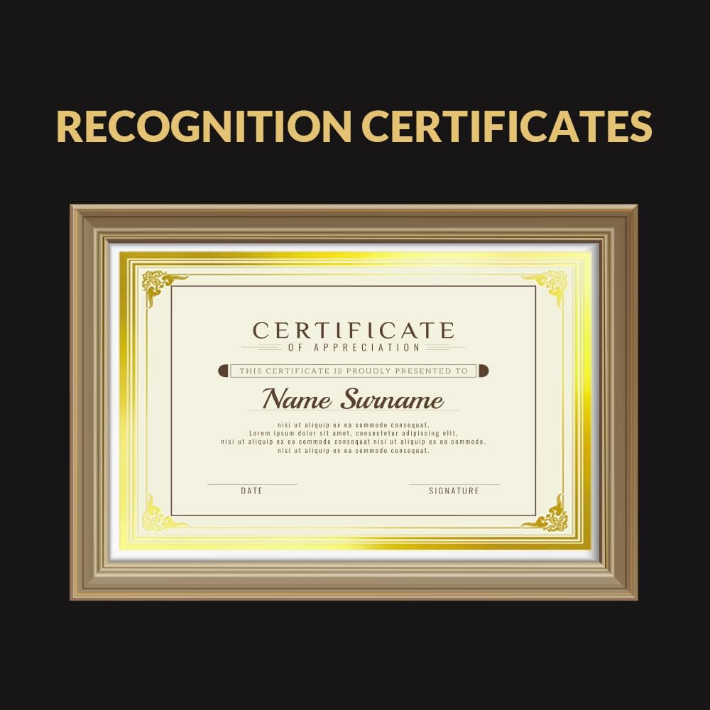 SUNEE 50 Sheets Certificate Papers - Blank Gold Foil Border, Letter Size 8.5x11 for Diploma, Certificates, Participation Awards, Document Cardstock Paper and Inkjet Printer Friendly