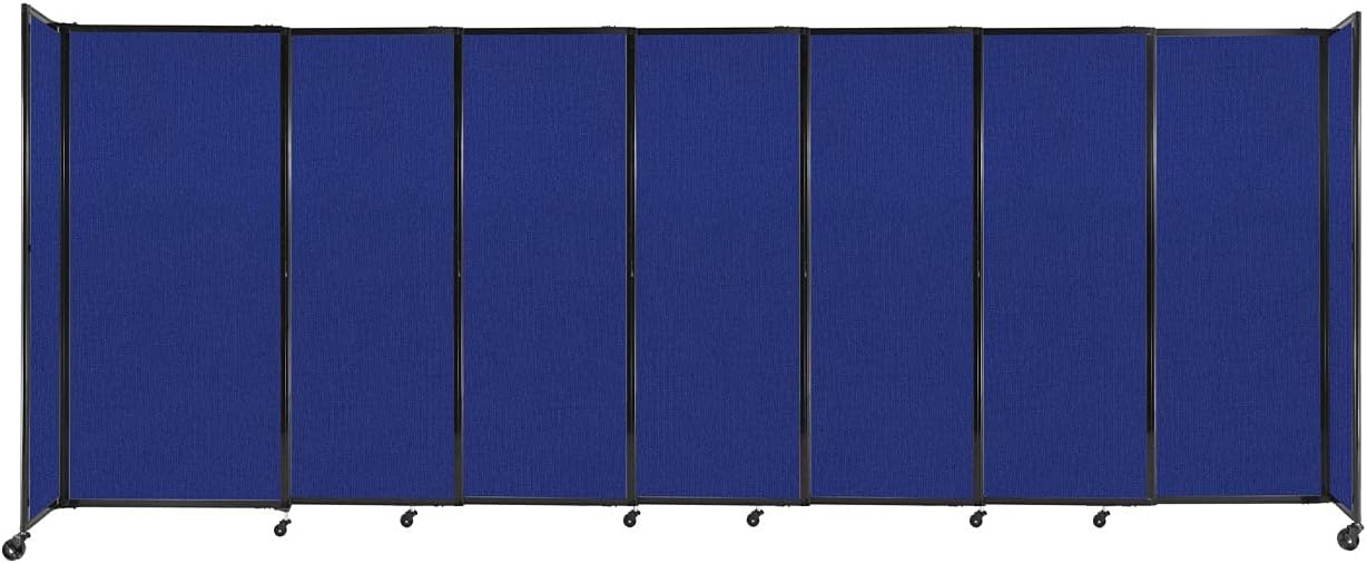 Versare Straightwall Sliding Portable Wall Partition | Freestanding Office Dividers | Locking Wheels | Temporary Room Separator | 15'6'' Wide x 6' Tall Royal Blue Fabric Panels