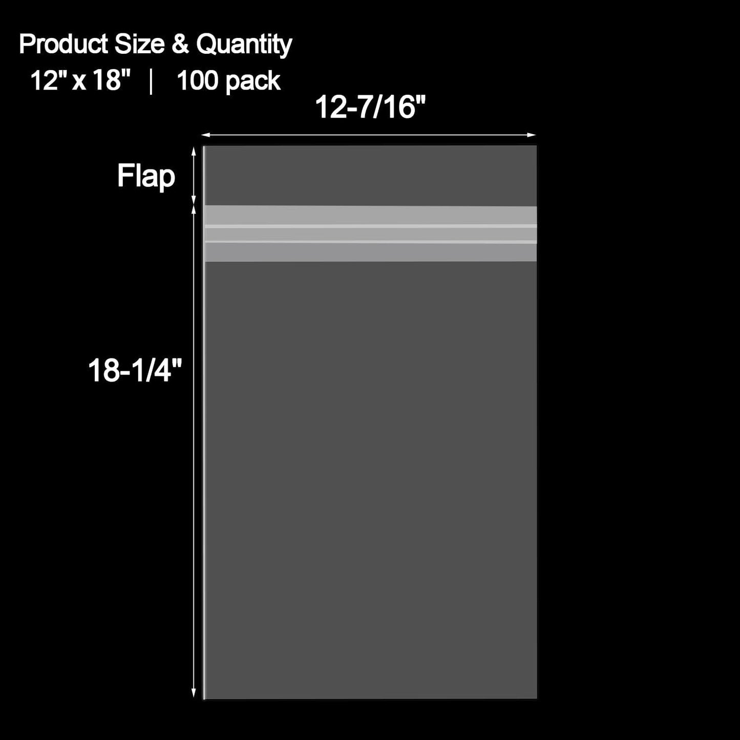 AUEAR, 12"x18" (100 Pack) Clear Plastic Sleeves - Acid Free 1.6Mil Crystal Resealable Bags -Fit for Prints, Photos, Documents, Clothing, T-Shirt