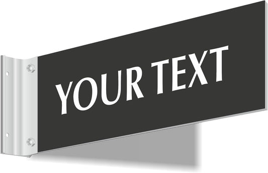 SmartSign Custom Projecting Hallway Sign with Bracket - 3"x10" Double-Sided Corridor Wall Mount, Laser Engraved Acrylic Sign for Office Door, 16 Color Options with 3" Silver Brackets, Made in USA