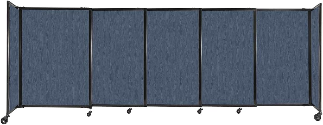 Versare Straightwall Sliding Portable Wall Partition | Freestanding Office Dividers | Locking Wheels | Temporary Room Separator | 11'3'' Wide x 4' Tall Ocean Fabric Panels