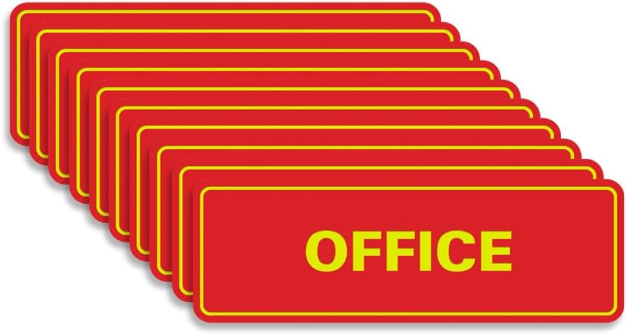 Signs ByLITA Standard Office Sign - Professional Business Signage - Easy to Install (Red/Yellow) - Small 10 Pack
