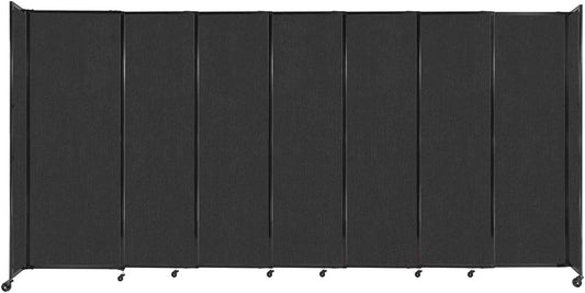 Versare Straightwall Sliding Portable Wall Partition | Freestanding Office Dividers | Locking Wheels | Temporary Room Separator | 15'6'' Wide x 7'6'' Tall Black Fabric Panels