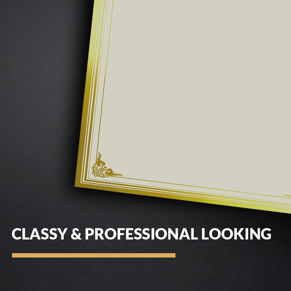 SUNEE 100 Sheets Certificate Papers - Blank Gold Foil Border, Letter Size 8.5x11 for Diploma, Certificates, Participation Awards, Document Cardstock Paper and Inkjet Printer Friendly