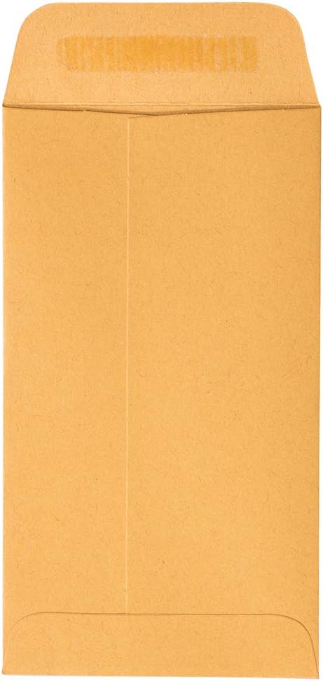 JAM PAPER #6 Coin Business Envelopes with Peel and Seal Closure - 3 3/8 x 6 - Brown Kraft Manila - Bulk 500/Carton