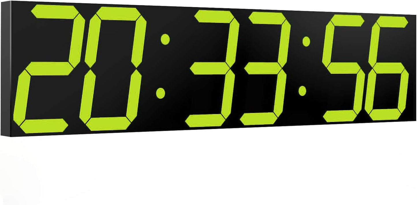 Digital Wall Clock, Oversize Digital Clock with Auto Dimmer, Huge Countdown Timer with Remote Control, 27" Wide Led Display, 6 Digits, Wall Mount, Date and Temperature（Yellow）