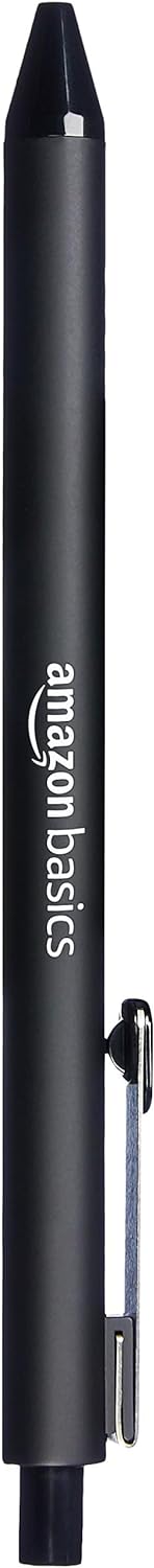Amazon Basics Black Ballpoint Pens for Smooth Writing, Retractable, 12-Pack
