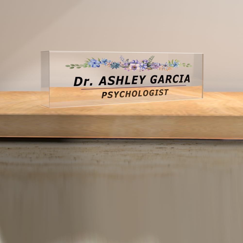Personalized Desk Name Plate for Teachers - Custom Engraved Classroom Decor, Office Name Plates for Desk, Acrylic Name Plaque (Gift for Coworkers, Lawyers)