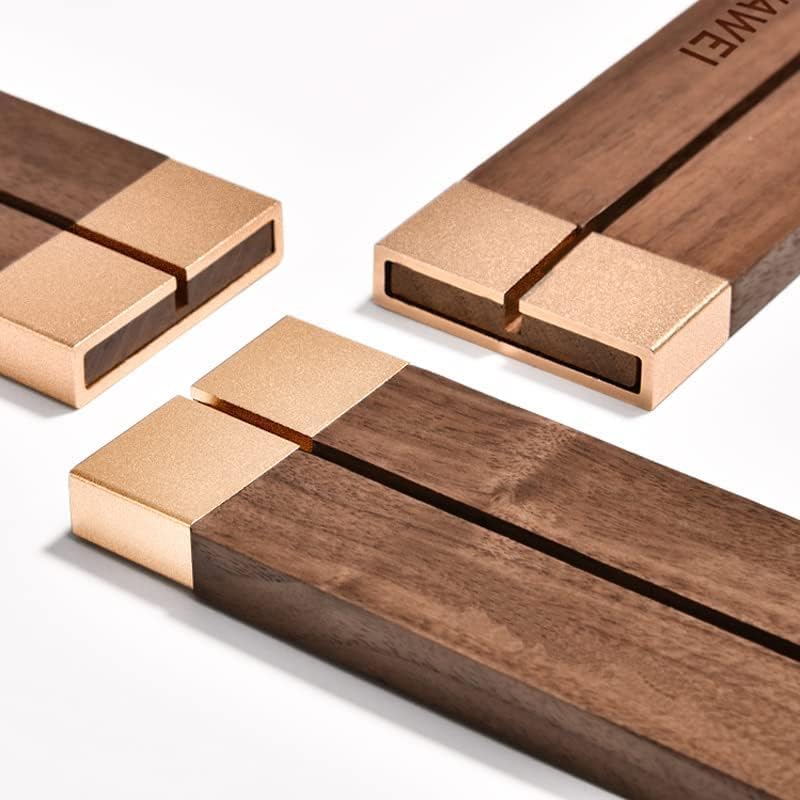 Desk Name Plate Holder, Acrylic Sign Holder for Table Display, Wood Base Double Sided Nameplate 200*90MM/7.87x3.54 inches