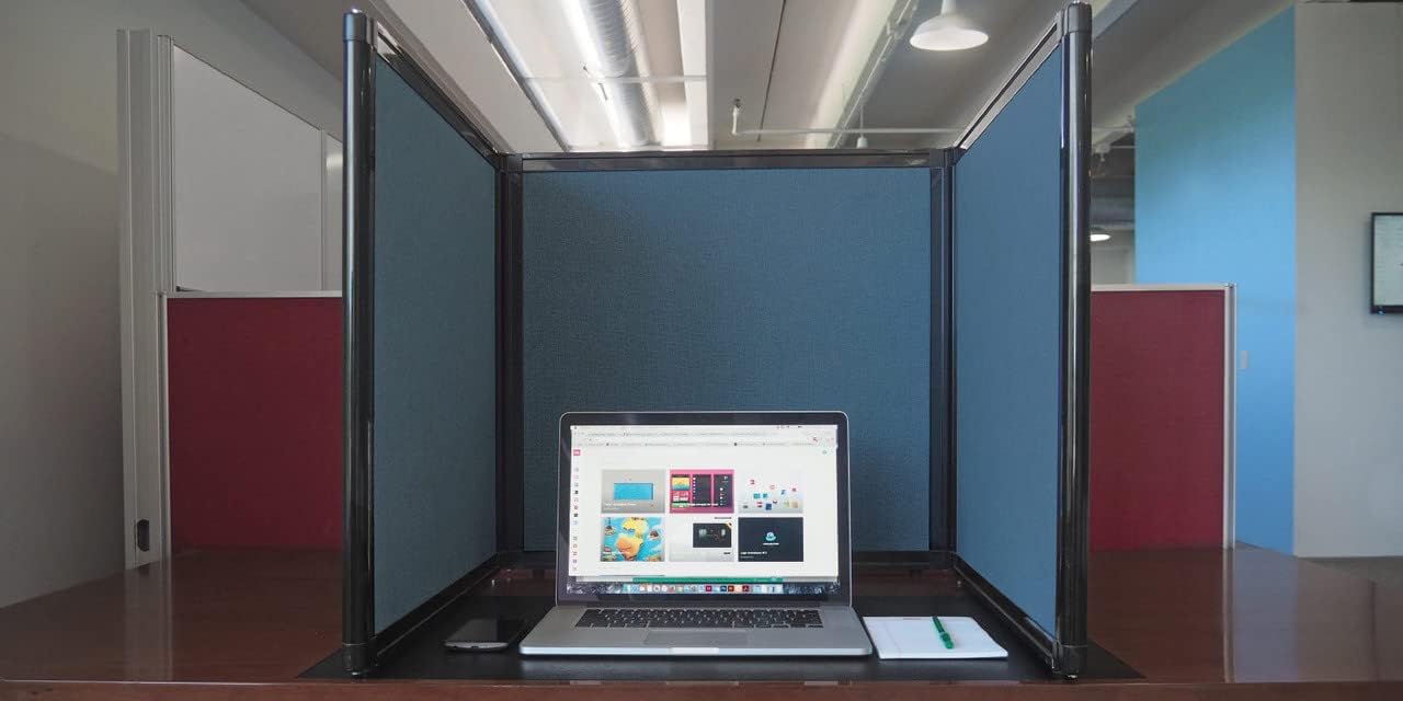 Versare Folding Tabletop Display | 3-Panel Partition | Lightweight Portable Workspace Divider | Ocean 78" x 36"