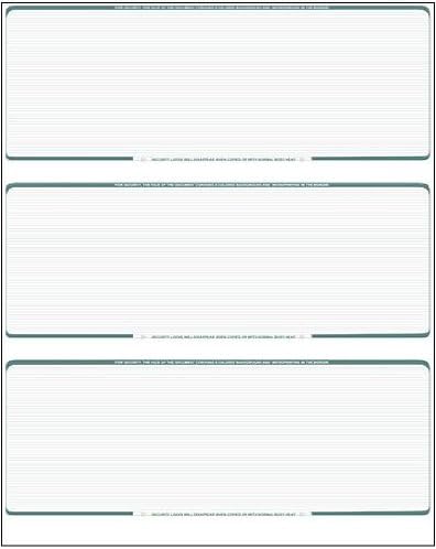 Business Voucher Check Stock - Computer Laser Checks - 3 Checks Per Page, 2500 Sheets/7500 Checks Green Pinstripe