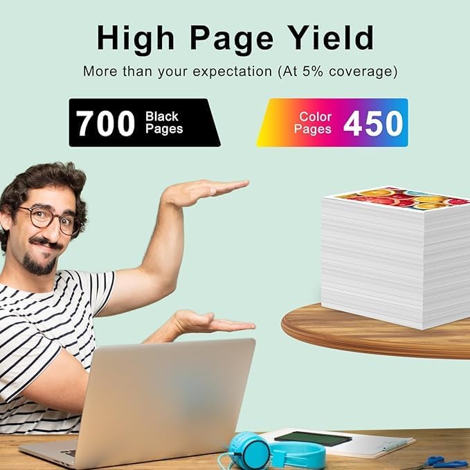 SAILNER 67XL HP Printer Ink, Replacement for HP Ink 67 for HP 67 Ink cartridges Black/Color Combo Pack, Compatible with DeskJet 2755e 2855e 2700e 4155e 2734e 2827e 4100e Envy 6055 6455e Printer 67XL