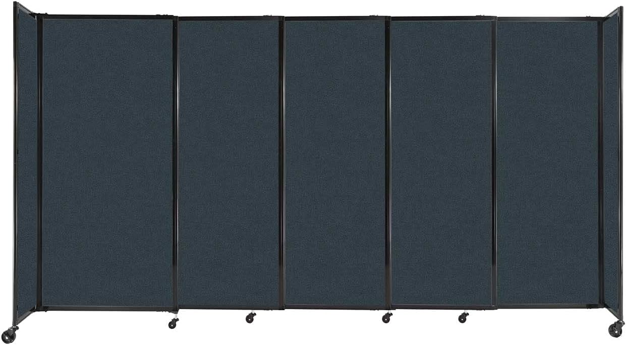 Versare Straightwall Sliding Portable Wall Partition | Freestanding Office Dividers | Locking Wheels | Temporary Room Separator | 11'3" Wide x 6' Tall Blue Spruce Fabric Panels