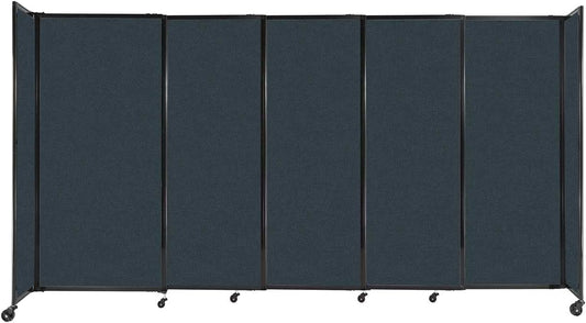 Versare Straightwall Sliding Portable Wall Partition | Freestanding Office Dividers | Locking Wheels | Temporary Room Separator | 11'3" Wide x 6' Tall Blue Spruce Fabric Panels