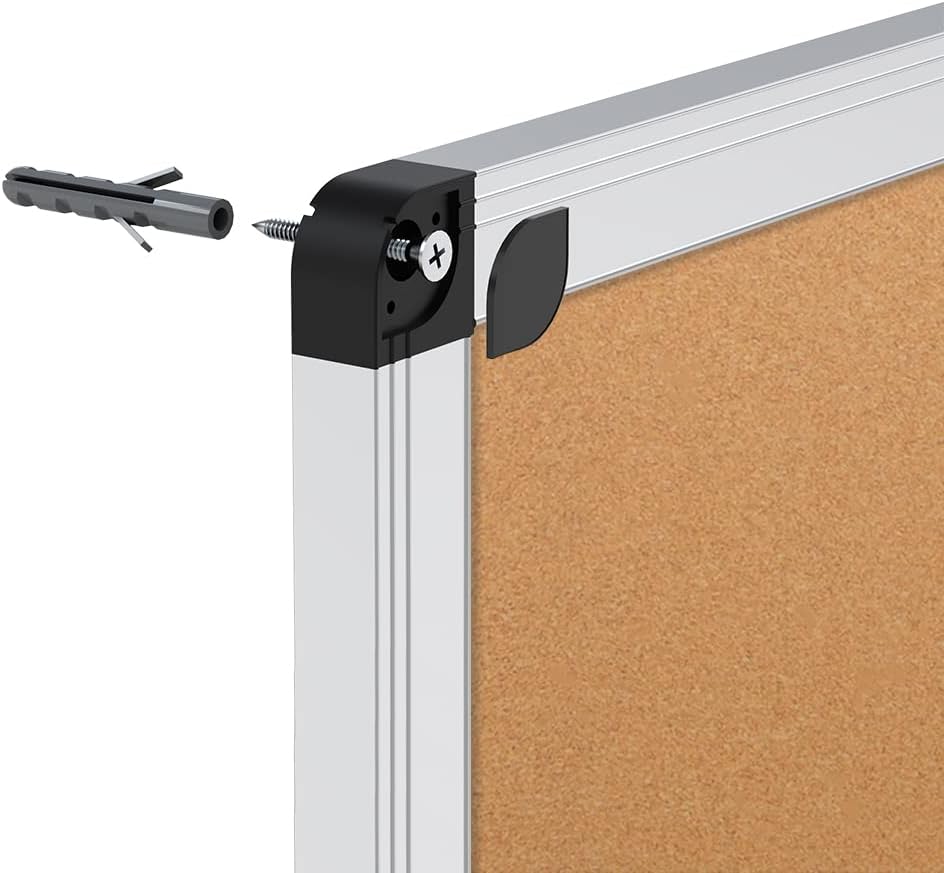 VIZ-PRO Cork Notice Board, 36 X 24 Inches, Silver Aluminium Frame