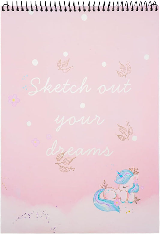 MEMX Sketch Book for Kids, 8”X11.5” 100 Pages(110gsm), Spiral Bound Artist Sketch Pad, Durable Acid Free Sketchbook for Painting, Sketching or Doodling, Best Gifts for Drawing Boys and Girls, White