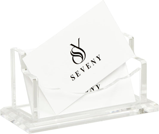 SEVENY Business Card Holder, Clear Acrylic Cards Organizer Stand for Men and Women, Business Cards Case Rack 1 Pack, Holds 60 Cards-1 Slot