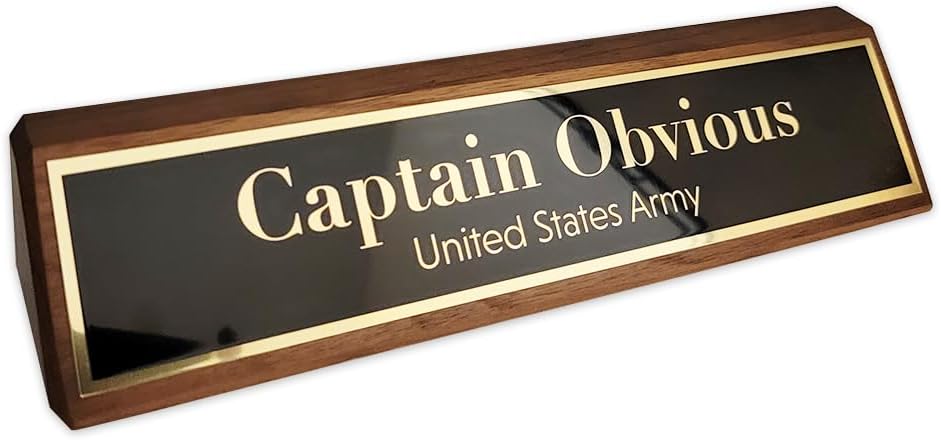 Custom Desk Wedge Name Plate - Personalized Titles and Styles (2x10 Inch, Solid Walnut w/Name Plate)