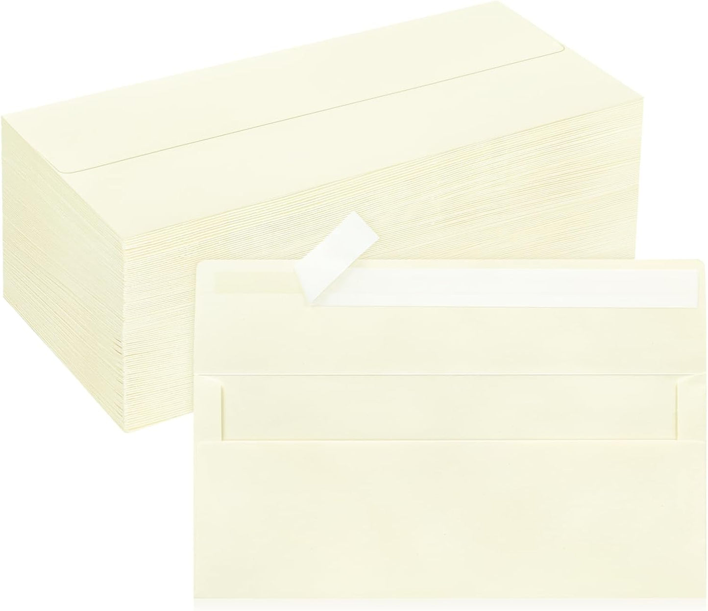 200 Pack #10 Business Envelopes, Ivory Standard Envelopes Self Seal, Letter Size Business Mailing Envelopes for Checks Letters Invoices Statements Birthday Graduation Wedding, 4 1/8 x 9 1/2 Inch