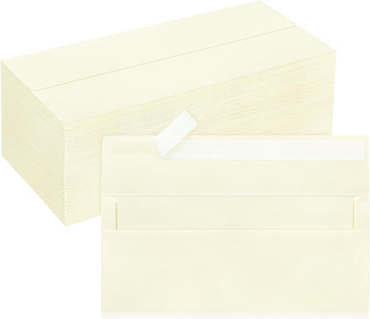 200 Pack #10 Business Envelopes, Ivory Standard Envelopes Self Seal, Letter Size Business Mailing Envelopes for Checks Letters Invoices Statements Birthday Graduation Wedding, 4 1/8 x 9 1/2 Inch