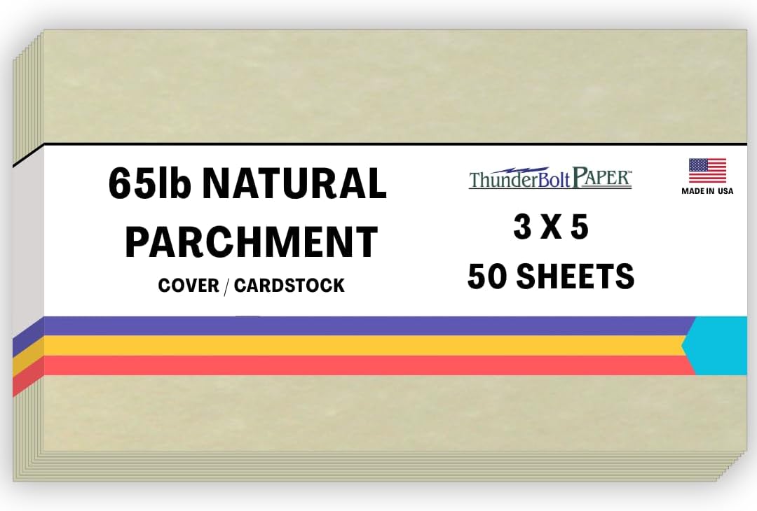 50 Natural Parchment 65lb Cover Paper Sheets 3 X 5 Inches Cardstock Weight Colored Sheets 3" X 5" (3X5 Inches) Index|Recipe Card|Photo|Frame Size - Printable Old Parchment Semblance