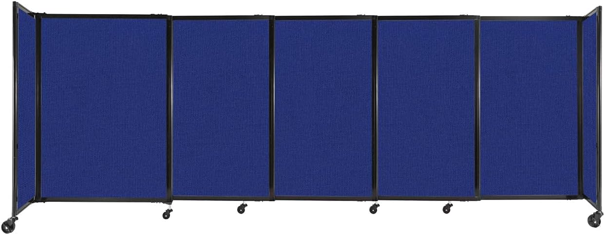 Versare Straightwall Sliding Portable Wall Partition | Freestanding Office Dividers | Locking Wheels | Temporary Room Separator | 11'3'' Wide x 4' Tall Royal Blue Fabric Panels