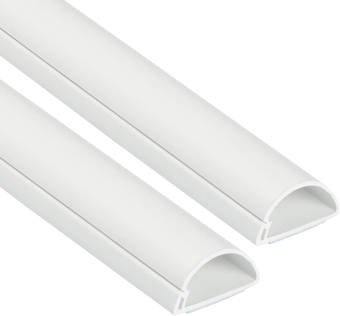 D-Line Half Round Cord Hider, Patented Cable Cover, Hide TV Wall Mount Wires, Raceway for Cords, Decorative Wire Covers, Paintable, Adhesive Cable Concealer - 2X 1.18in W x 0.59in H x 39in L - White