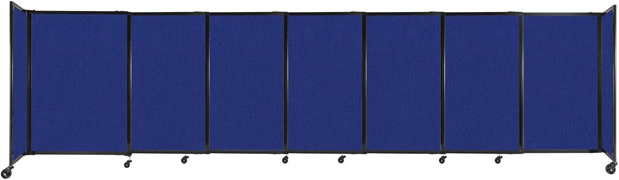 Versare Straightwall Sliding Portable Wall Partition | Freestanding Office Dividers | Locking Wheels | Temporary Room Separator | 15'6'' Wide x 4' Tall Royal Blue Fabric Panels