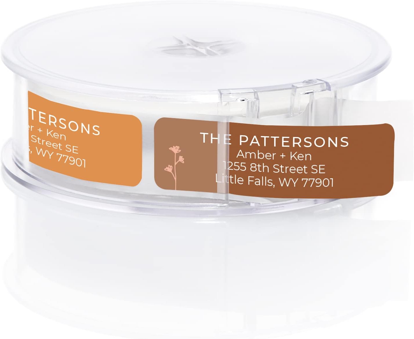 Botanical Flowers Rolled Address Labels/Roll of 250 Alternating Earth Tone Floral Illustrations Personalized Address Labels/Designer Return Address Stickers in Elegant Plastic Dispenser