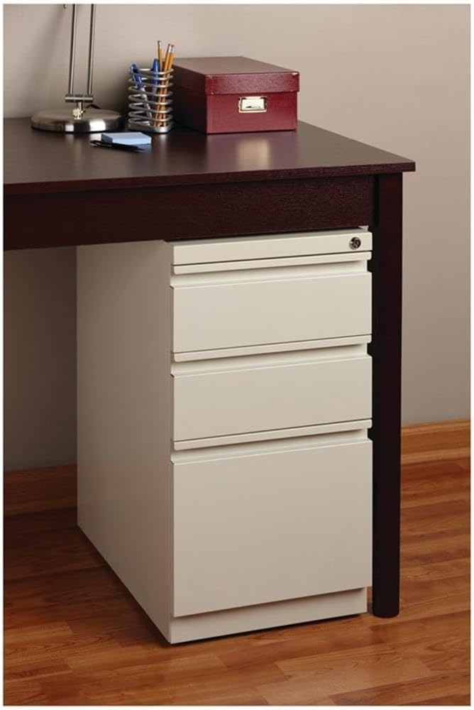 Scranton & Co 20" 3-Drawer Modern Metal Mobile Pedestal File Cabinet in Beige