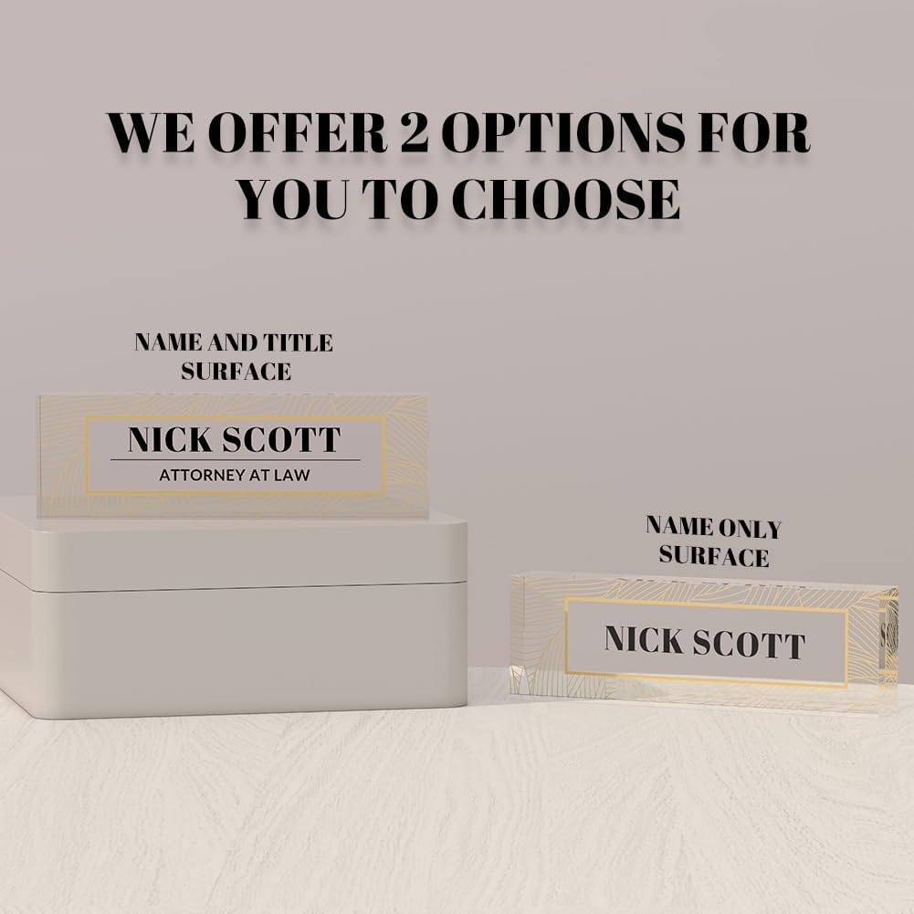 Office Desk Name Plate Personalized, Custom Name Plates for Desks on Acrylic Glass, Personalized Office Gift for Boss Coworkers