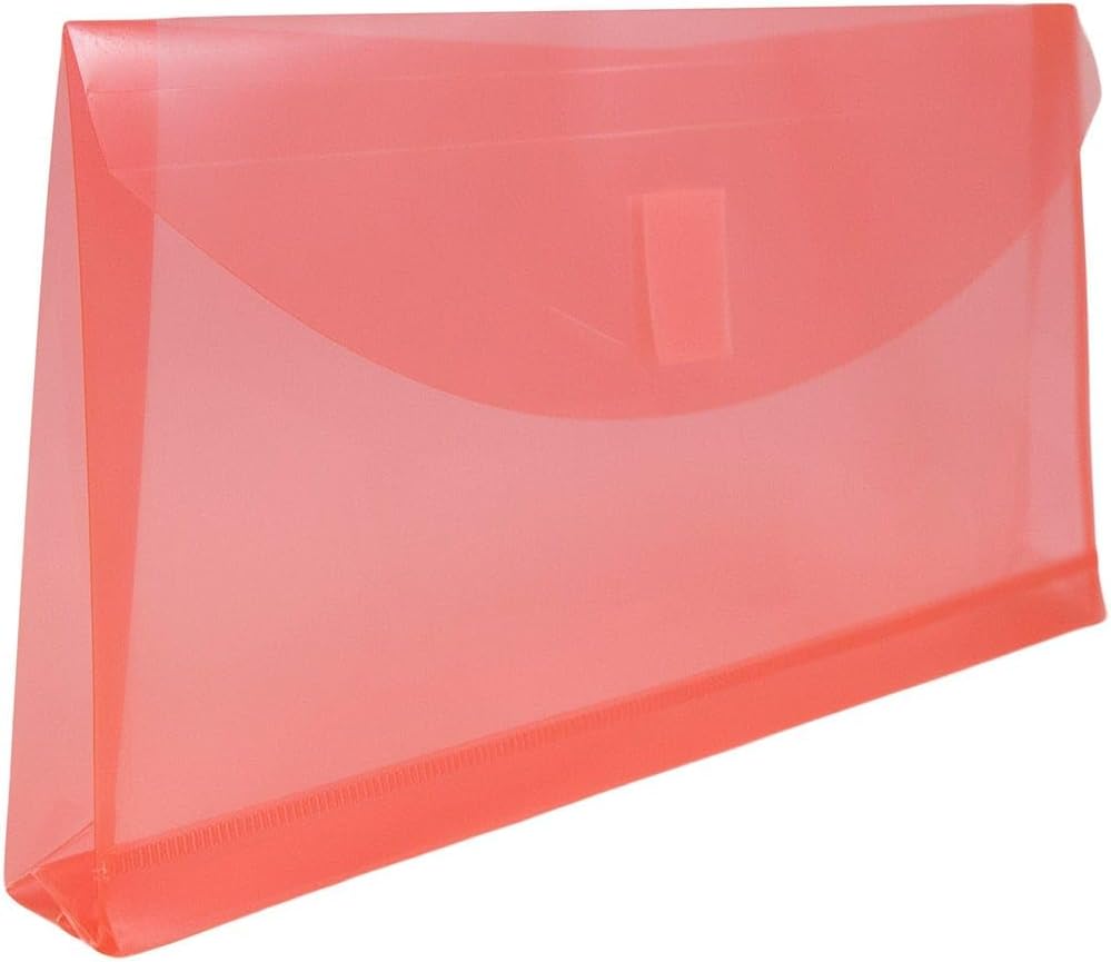JAM PAPER Plastic Expansion Envelopes with Hook & Loop Closure - #10 Booklet Wallet - 5 1/4 x 10 with 1 Inch Expansion - Red - 3/Pack
