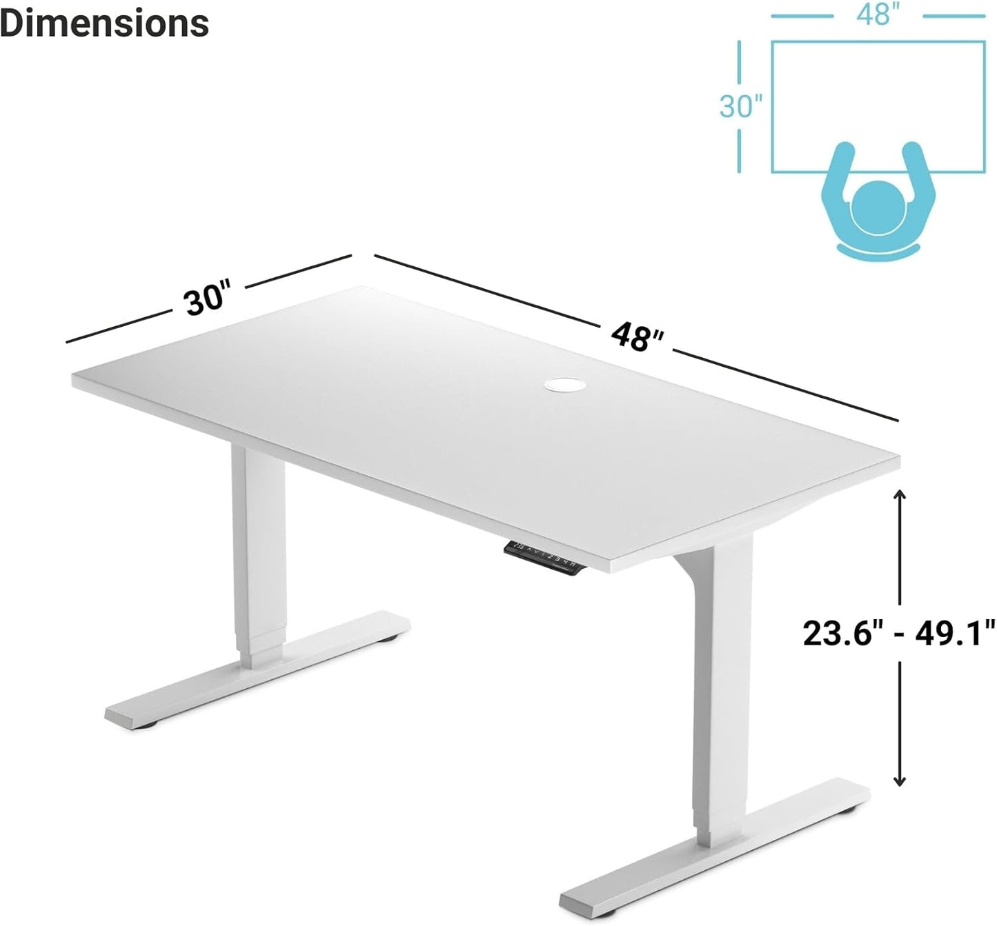 Progressive Desk Stand Up Height Adjustable Electric Standing Desk - 48" x 30" with Dual Motor, 3 Stages Sit Stand Table - Bright Beech, White Frame