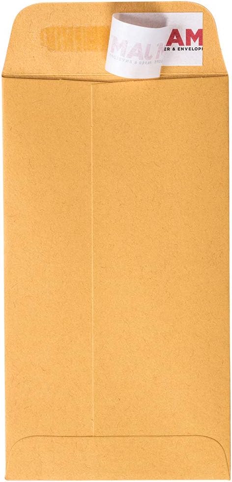 JAM PAPER #6 Coin Business Envelopes with Peel and Seal Closure - 3 3/8 x 6 - Brown Kraft Manila - Bulk 250/Box