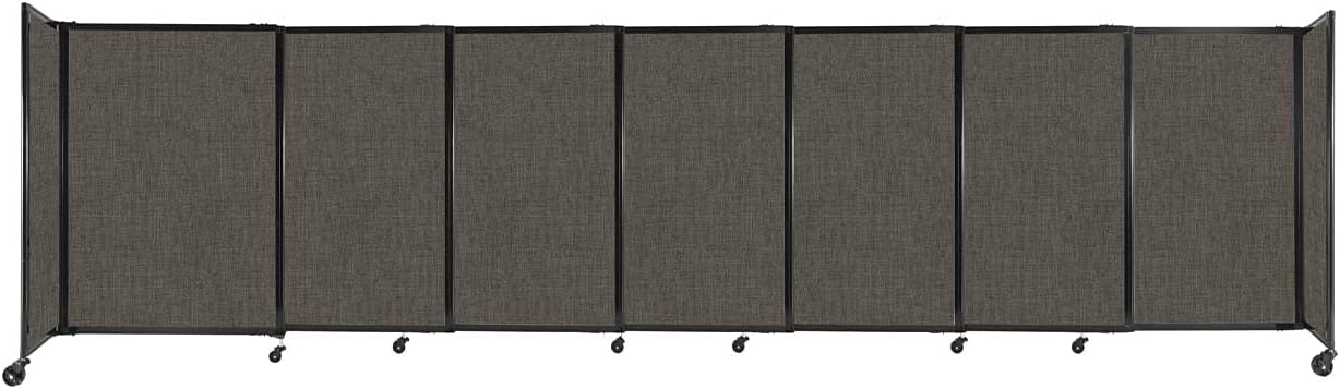Versare Straightwall Sliding Portable Wall Partition | Freestanding Office Dividers | Locking Wheels | Temporary Room Separator | 15'6" Wide x 4' Tall Mocha Fabric Panels
