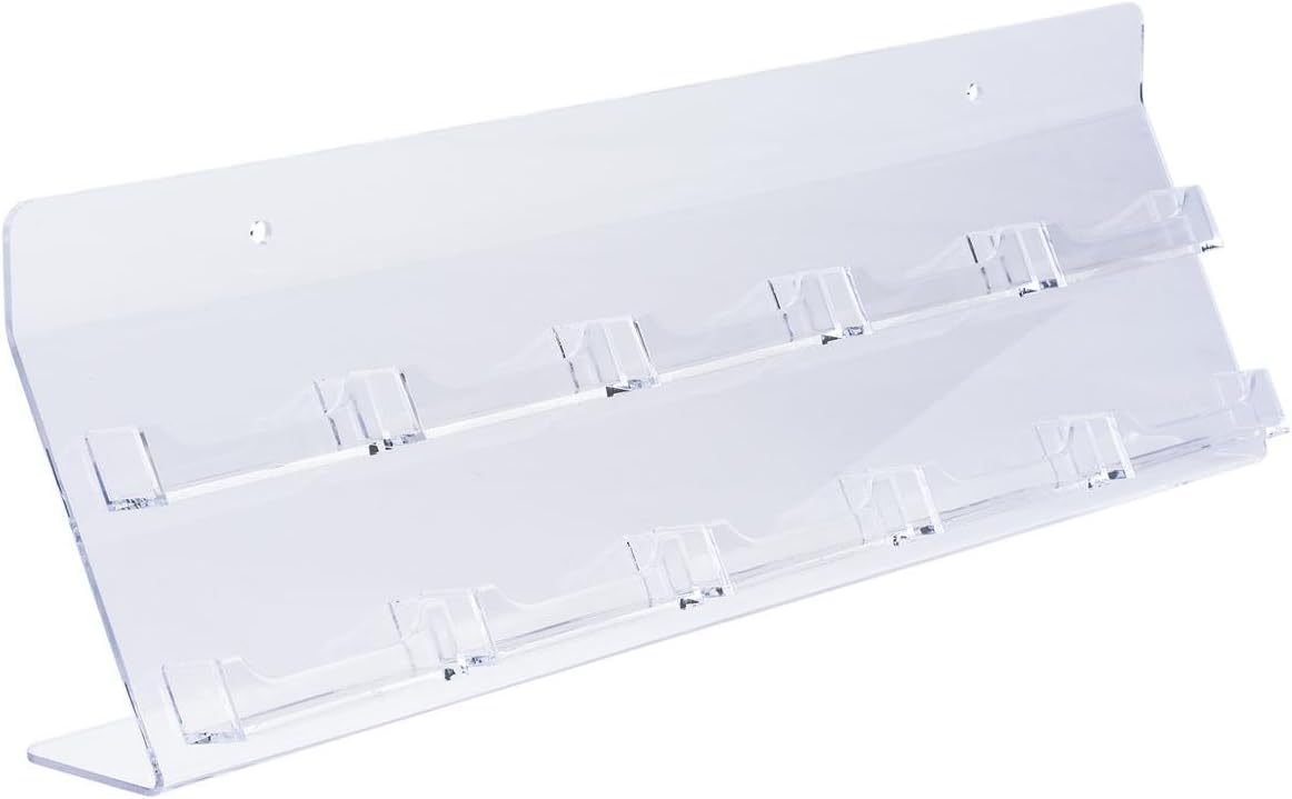 Displays2go BC10CL Tabletop or Countertop Business Card Rack, Slant Back Design with 10 Pockets, Clear