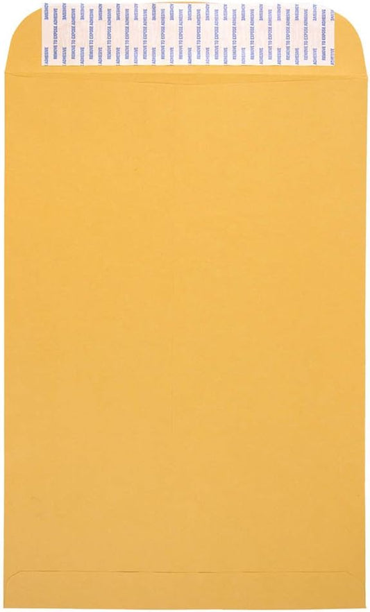 JAM PAPER 10 x 15 Open End Catalog Envelopes with Peel and Seal Closure - Brown Kraft Manila - Bulk 500/Box