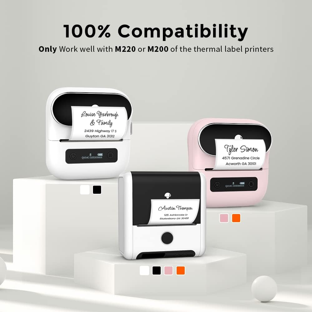Phomemo 2.35"x 1.57" Thermal Sticker Label 180 Pcs/Roll Compatible with M220,M250,M260,M421,M221,M200 Label Printer, Strong Permanent Adhesive & Perforated, for Customer Mailer, Business Letter, Gift
