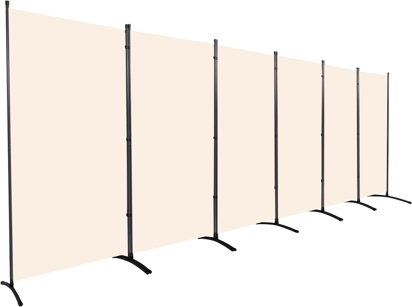 Room Divider 6FT Folding Privacy Screens, Partition Room Dividers w/Freestanding Design, Portable Wall Divider for Room Separtation, Fabric Screen Panel for Home Office Dorm (Beige, 6 Panel)